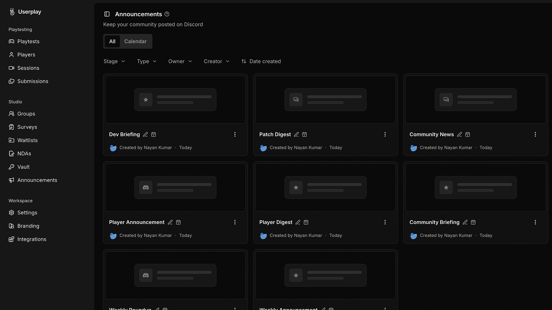 Survey responses collected from a playtest in Userplay Studio