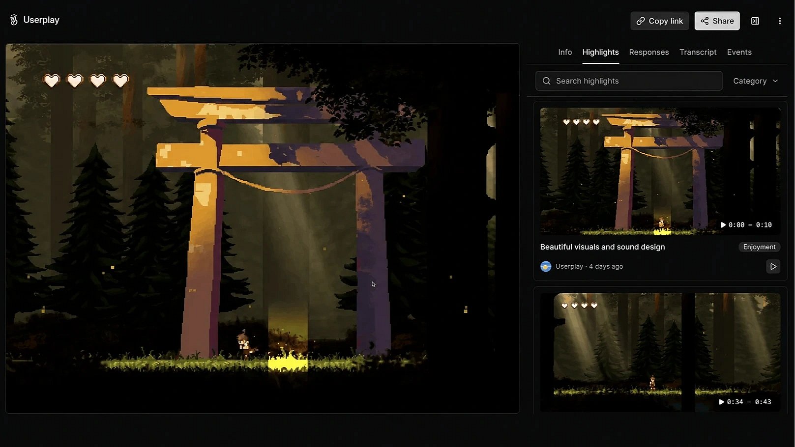 Highlighted moments pulled out of a playtest session