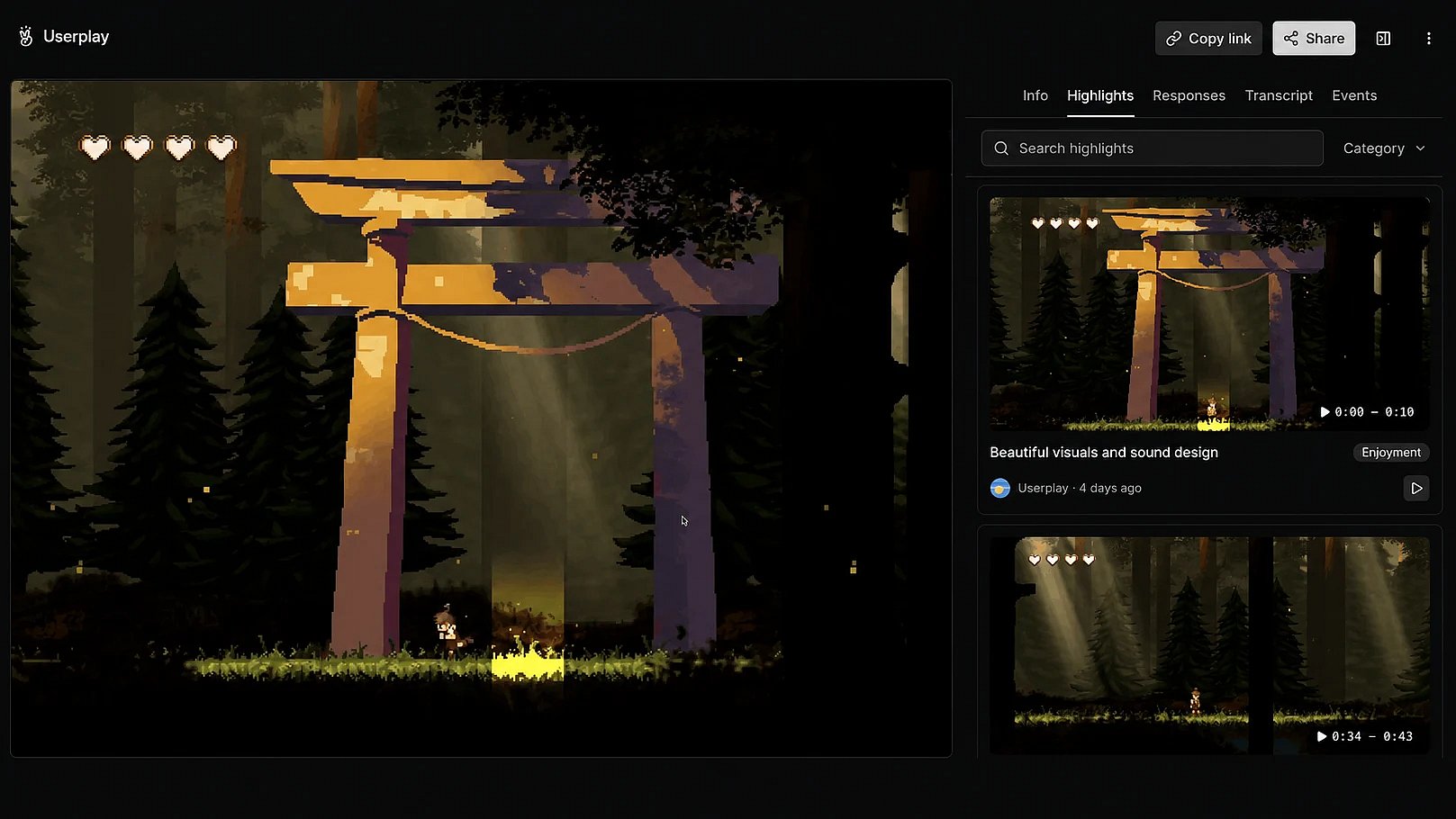 Highlighted moments pulled out of a playtest session