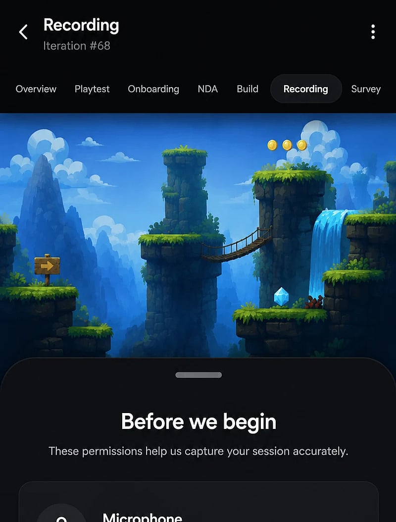 Player submissions listed across playtests in Userplay Studio