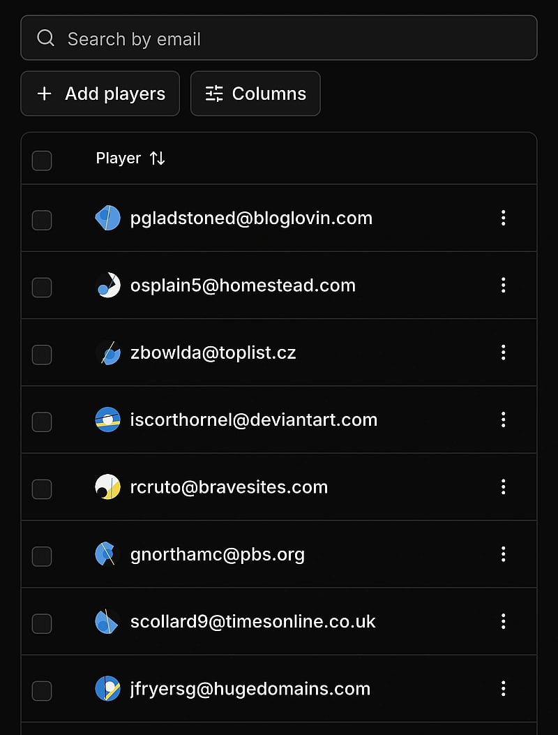 Player submissions listed across playtests in Userplay Studio
