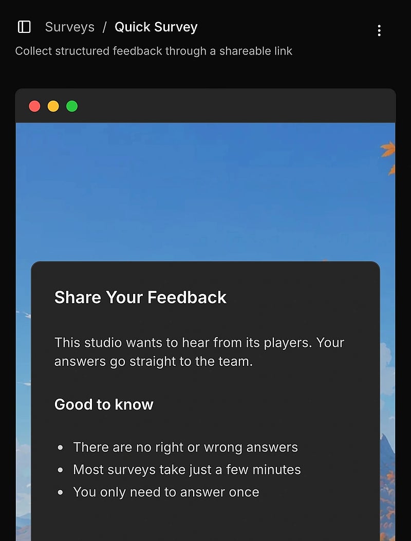 Playtest sessions listed across a game in Userplay Studio